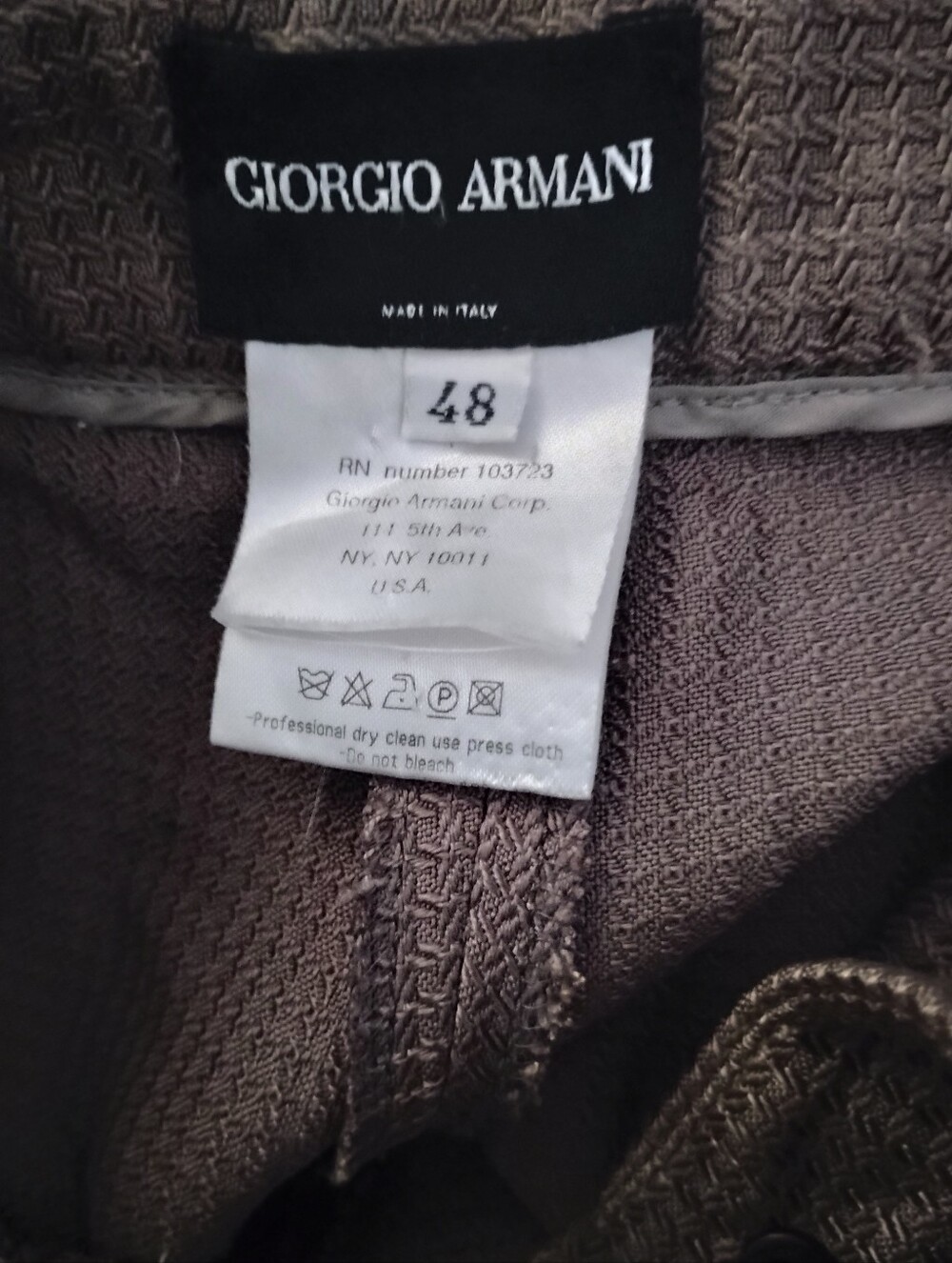 SALE! GIORGIO ARMANI 46 12 PEPLUM TAN SILK WAFFLE COUTURE RUNWAY PANTS SUIT - Picture 4 of 14